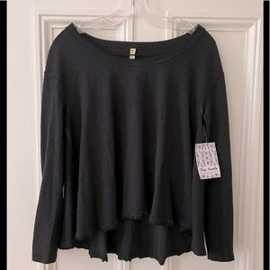 NWT Free People Peony Tee in Black